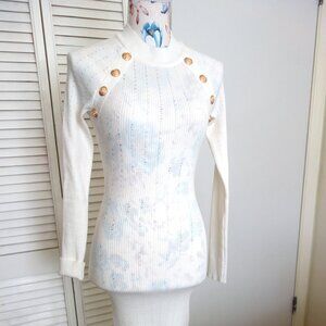 White Elegant Windsor Knoit Dress - size S